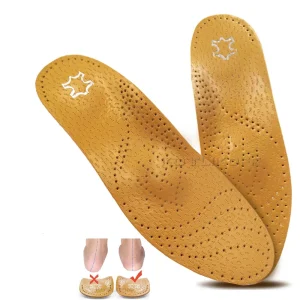 Semelles intérieures orthopédiques unisexes en cuir pour pieds plats