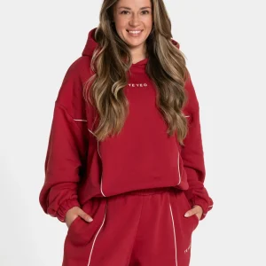 Contrastline Hooded Sweater "Cherry"